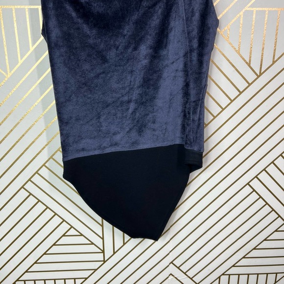 RTA Julie Draped Velvet Bodysuit in Navy - XS - Picture 9 of 11